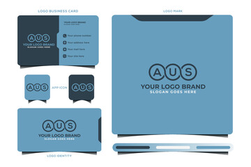AUS initial monogram logo vector, AUS circle shape logo template corporate identity business card
