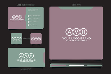 AVH initial monogram logo vector, AVH circle shape logo template corporate identity business card
