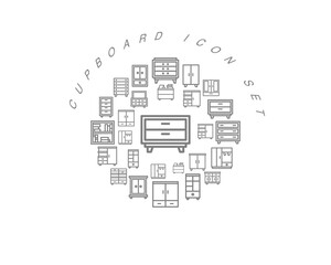 Vector cupboard flat icon set design