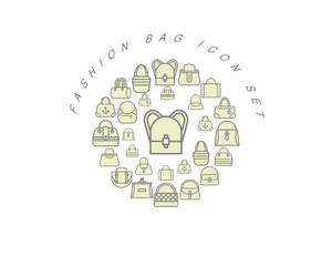 Vector fashion bag flat icon set design