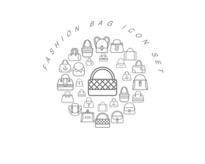 Vector fashion bag flat icon set design