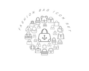 Vector fashion bag flat icon set design