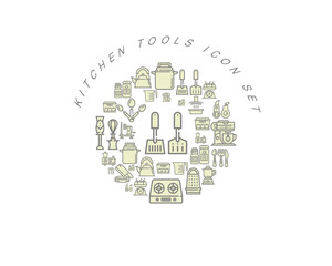 Vector flat kitchen icon set design