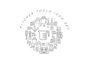 Vector flat kitchen icon set design