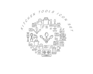 Vector flat kitchen icon set design