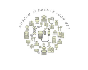 Vector museum elements icon set