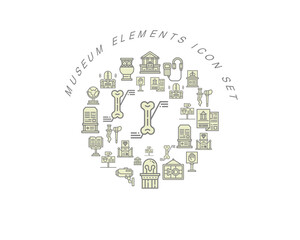 Vector museum elements icon set