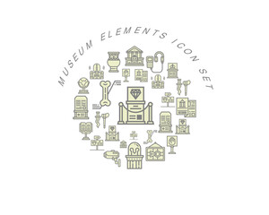 Vector museum elements icon set