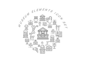 Vector museum elements icon set