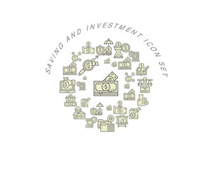 vector saving and investment icon set