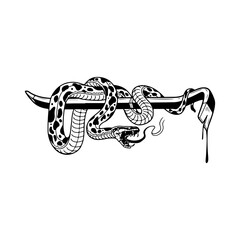 vector illustration of a crowbar with a snake