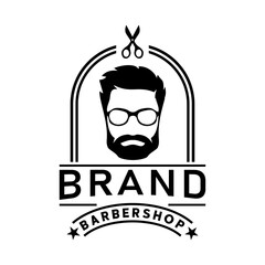 barbershop head logo design vector