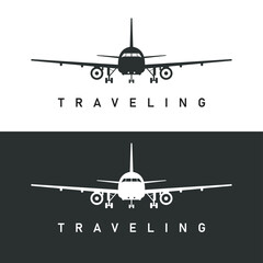 traveling plane logo design vector