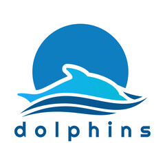 dolphins blue logo design vector