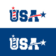 barbershop usa lamp logo vector