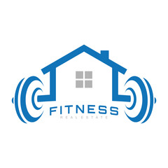 house of fitness logo design vector