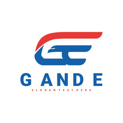 G and E logo design vector