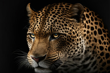 Plakat Close up on a jaguar eyes on black