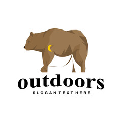 bear camping logo design vector