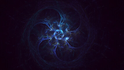 3D rendering abstract blue fractal light background