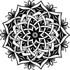 Black and white flower pattern. Mandala Line Drawn Pattern Background for coloring page, invitation card decoration, wedding, henna and tattoo.