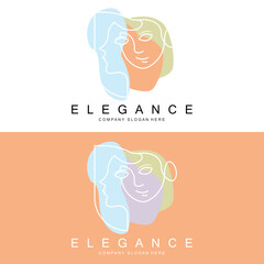 Fototapeta premium Beauty Woman Logo Design, Hair Care Salon Vector Illustration