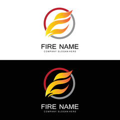 red smoldering fire icon vector logo, classic retro design