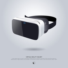 Realistic 3d VR Headset illustration. Vector Virtual Reality technology digital glasses poster template. Innovation device.