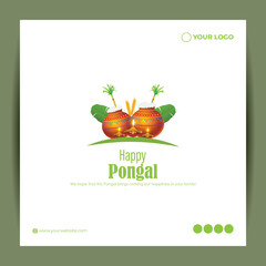 Vector illustration of Happy Pongal festival greeting banner template