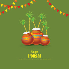 Vector illustration of Happy Pongal festival greeting banner template