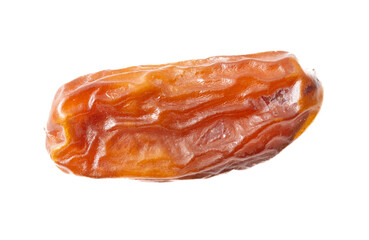 One dried date isolated on white background.