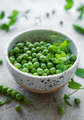 Bowl with sweet pea pods