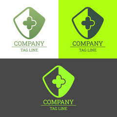 Health Shield Vector Logo Design, With Medical Objects