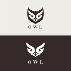 Fototapeta premium Owl modern logo vector template. Monochrome owl emblem.