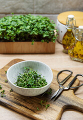 Assortment of micro greens on  table
