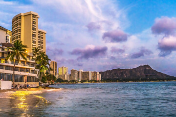 Colorful Waikiki Beach Swimmers Diamond Head Honolulu Hawaii