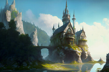 Fantasy landscapes, games, metaverse, concept art, RPG, virtual reality, digital illustration