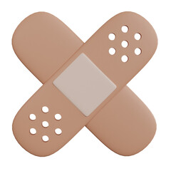 3D Rendering Medical Healthcare Icon. Bandage Plaster Aid Band Medical. PNG Transparent Background.