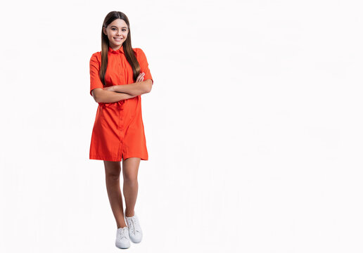 stylish fashion of glad teen girl wear tshirt, copy space. teen stylish girl brunette.