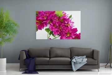 1915744734- Photo mock up,wall painting flower_ hipster living  read room interior design_ ### frame, border, ugly, fat, overwei 