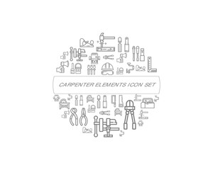 Vector carpenter elements icon set