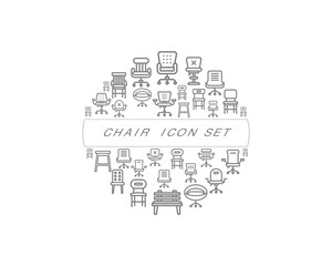 Vector chair flat icon set design