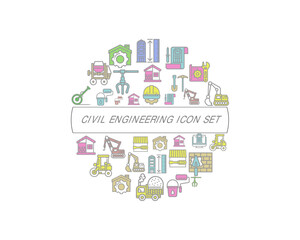 Vector civil engineering icon set