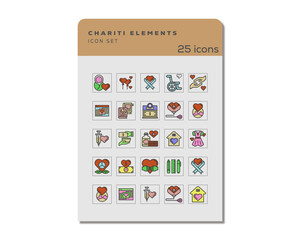Vector chariti element icon set