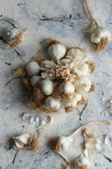 Fototapeta na wymiar Group of garlics on a white background