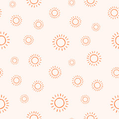 Fototapeta na wymiar Seamless pattern with orange suns