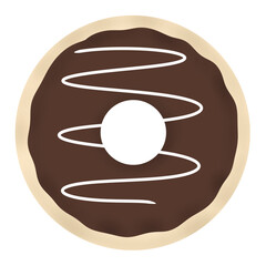 Chocolate Donut with White Stripes