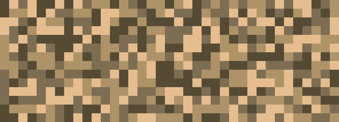 Digital camouflage in brown tones. Seamless vector pattern. Pixel grid for military themes and creative ideas