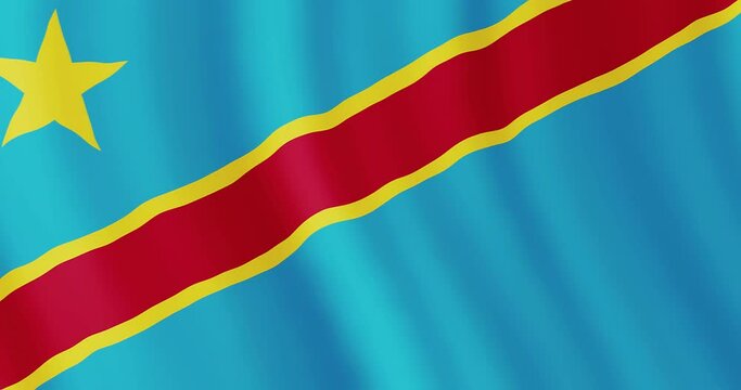 Democratic Republic of the Congo flag seamless loop animation. 4k animation background with flag of Democratic Republic of the Congo. 4k resolution animated backdrop.