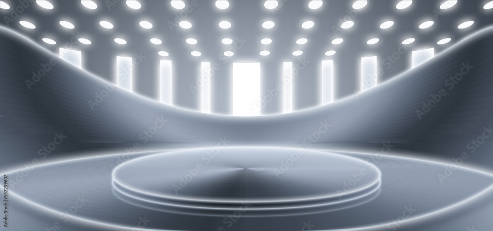 Poster 3d rendering metal silver texture display exhibition future science and technology spatial sense bac